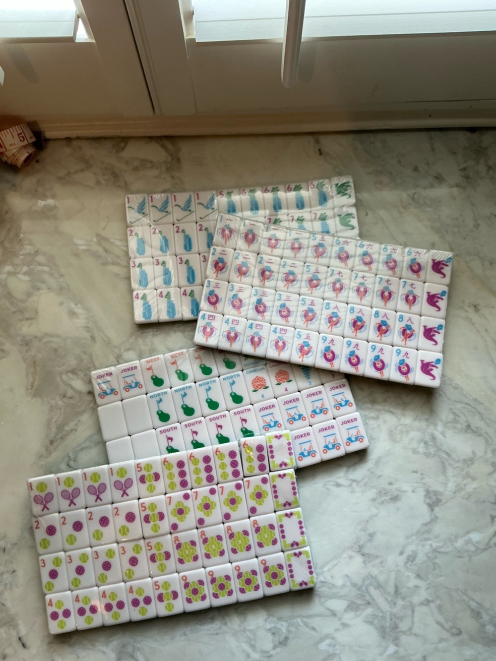 American Mahjong Tile Set – Colorful Floral, Tennis & Golf Designs